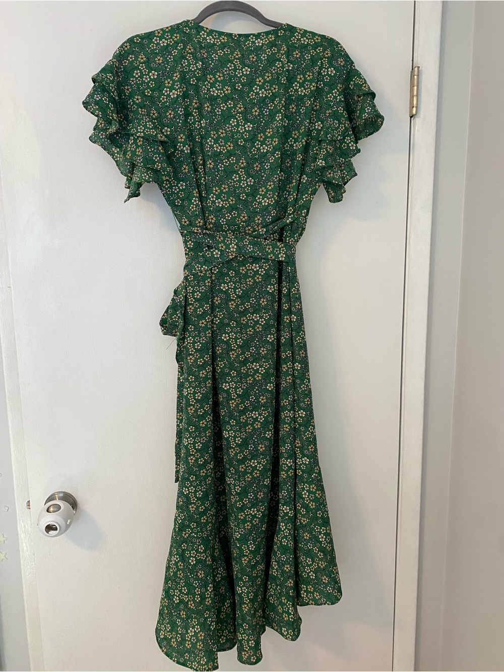Green Floral Wrap Dress - Picture 7 of 11